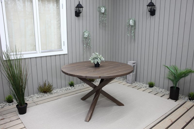 SCOTTSDALE Matbord Utomhus Runt 112 cm Brun - Utemöbler - Trädgårdsbord & Utebord - Matbord ute