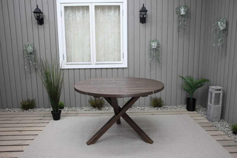 SCOTTSDALE Matbord Utomhus Runt 112 cm Brun - Utemöbler - Trädgårdsbord & Utebord - Matbord ute