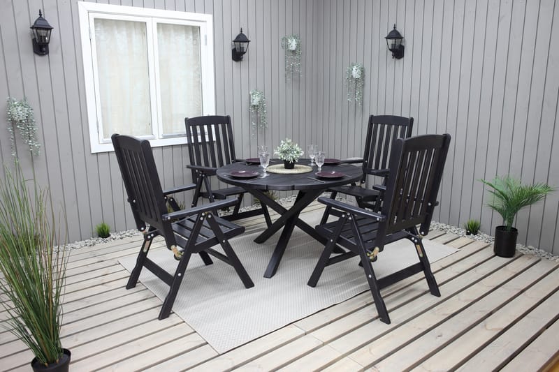 SCOTTSDALE Matbord Utomhus Runt 112 cm Kaffesvart - Utemöbler - Trädgårdsbord & Utebord - Matbord ute