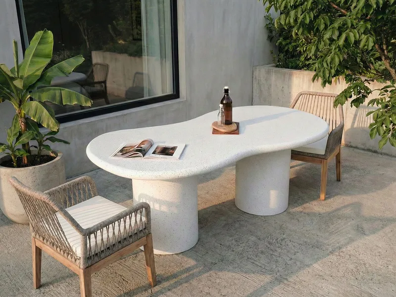 Matbord utomhus Sirmione 200 cm Terrazzoeffekt - Vit - Utemöbler - Trädgårdsbord & Utebord - Matbord ute