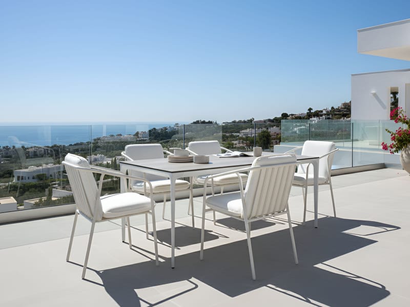 Matbord utomhus Sovareto 90x180 cm Imitation Av Trä - Grå/Vit - Utemöbler - Trädgårdsbord & Utebord - Matbord ute