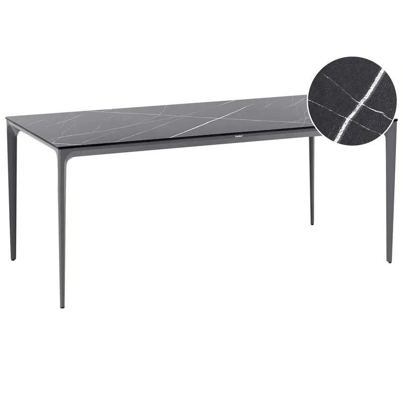 Matbord utomhus Sovareto 90x180 cm Marmoreffekt, Svart/Grå