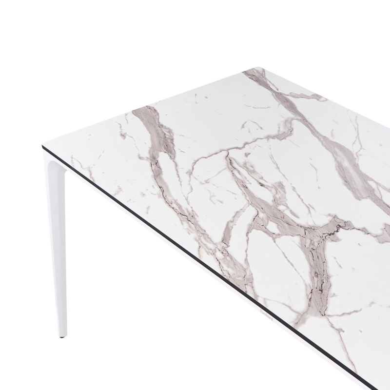 Matbord utomhus Sovareto 90x180 cm Marmoreffekt - Vit - Utemöbler - Trädgårdsbord & Utebord - Matbord ute