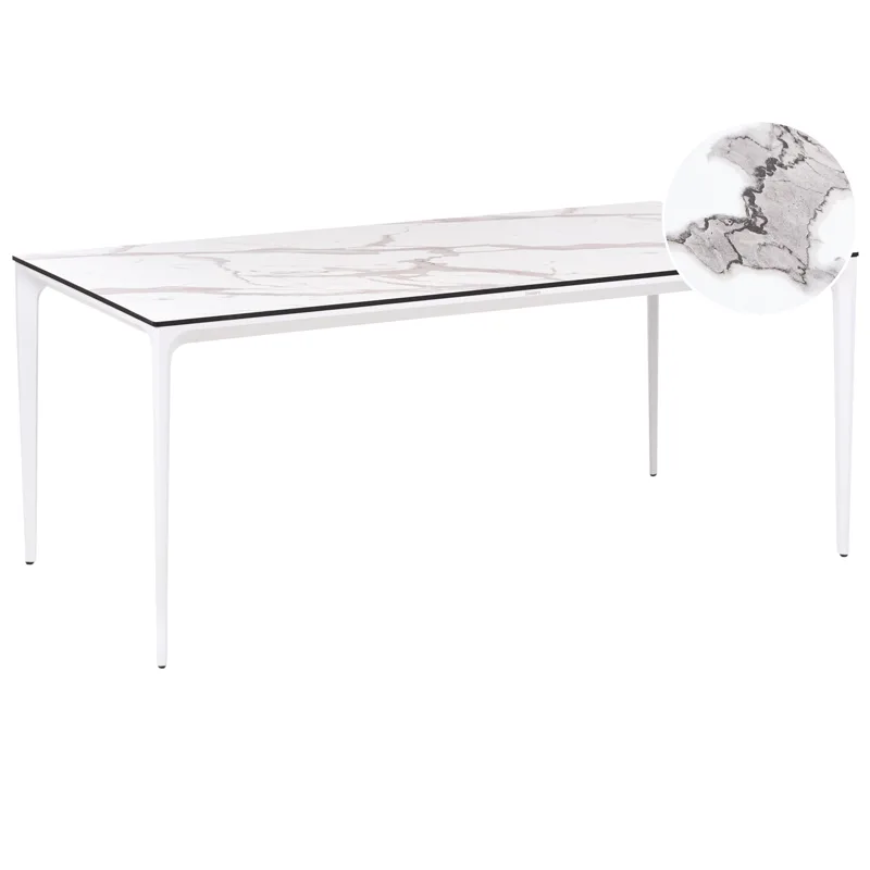 Matbord utomhus Sovareto 90x180 cm Marmoreffekt, Vit
