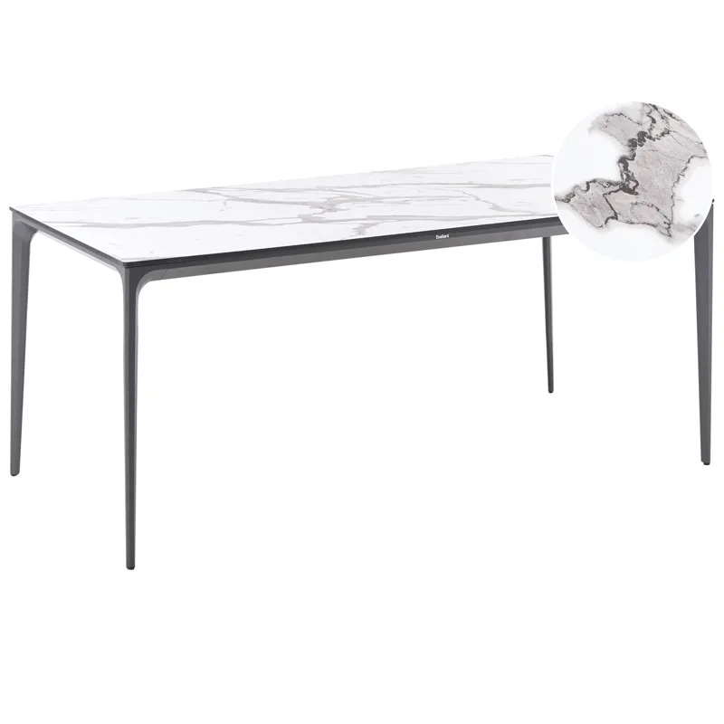 Matbord utomhus Sovareto 90x180 cm Marmoreffekt, Vit/Grå