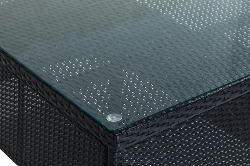 Thor Utebord – Matbord Utomhus 140x90 cm i konstrotting med glasskiva - Svart - Utemöbler - Trädgårdsbord & Utebord - Matbord ute