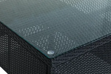 Thor Utebord – Matbord Utomhus 140x90 cm i konstrotting med glasskiva - Svart - Utemöbler - Trädgårdsbord & Utebord - Matbord ute
