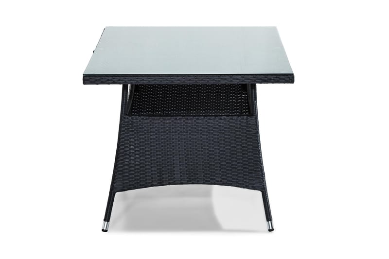 Thor Utebord – Matbord Utomhus 140x90 cm i konstrotting med glasskiva - Svart - Utemöbler - Trädgårdsbord & Utebord - Matbord ute