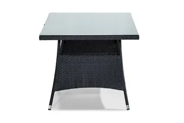 Thor Utebord – Matbord Utomhus 140x90 cm i konstrotting med glasskiva - Svart - Utemöbler - Trädgårdsbord & Utebord - Matbord ute