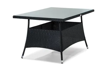 Thor Utebord – Matbord Utomhus 140x90 cm i konstrotting med glasskiva - Svart - Utemöbler - Trädgårdsbord & Utebord - Matbord ute