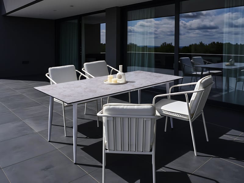 Matbord utomhus Tolentino 90x180 cm Steneffekt - Grå/Vit - Utemöbler - Trädgårdsbord & Utebord - Matbord ute