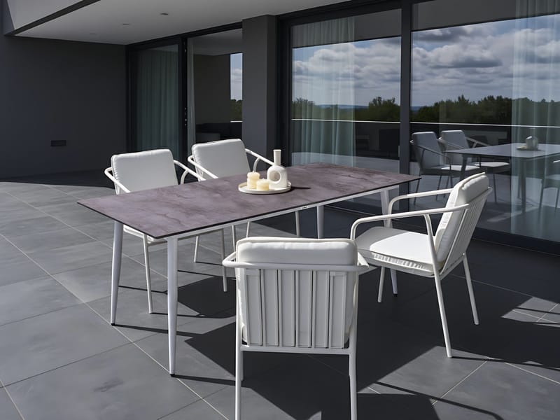 Matbord utomhus Tolentino 90x180 cm Steneffekt - Vit/Grå - Utemöbler - Trädgårdsbord & Utebord - Matbord ute