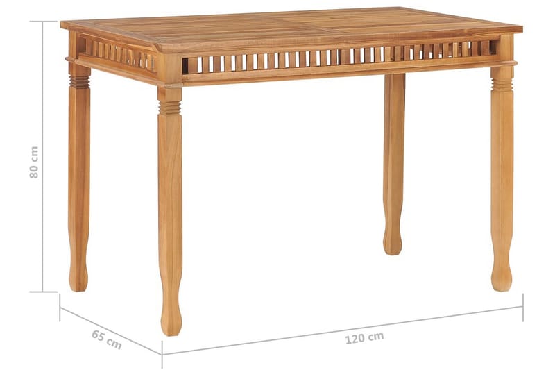 Trädgårdsbord 120x65x80 cm massiv teak - Brun - Utemöbler - Trädgårdsbord & Utebord - Matbord ute