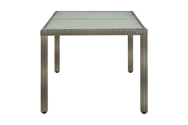 Trädgårdsbord 150x90x75 cm härdat glas och konstrotting grå - Grå - Matbord ute