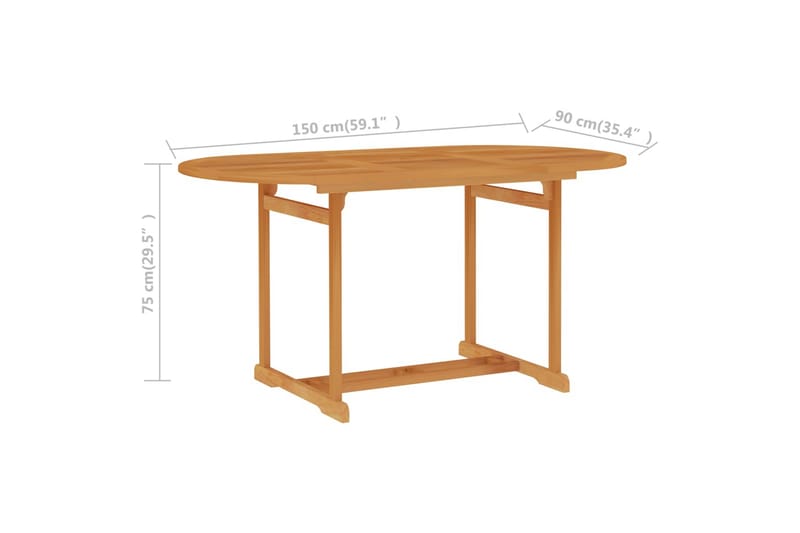 Trädgårdsbord 150x90x75 cm massiv teak - Vit - Utemöbler - Trädgårdsbord & Utebord - Matbord ute