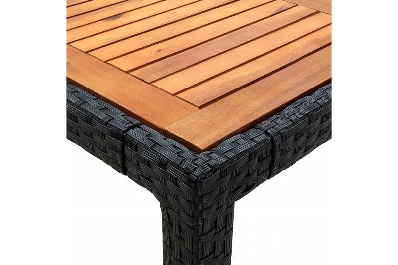 Trädgårdsbord 190x90x75 cm konstrotting och akaciaträ svart - Svart - Utemöbler - Trädgårdsbord & Utebord - Matbord ute