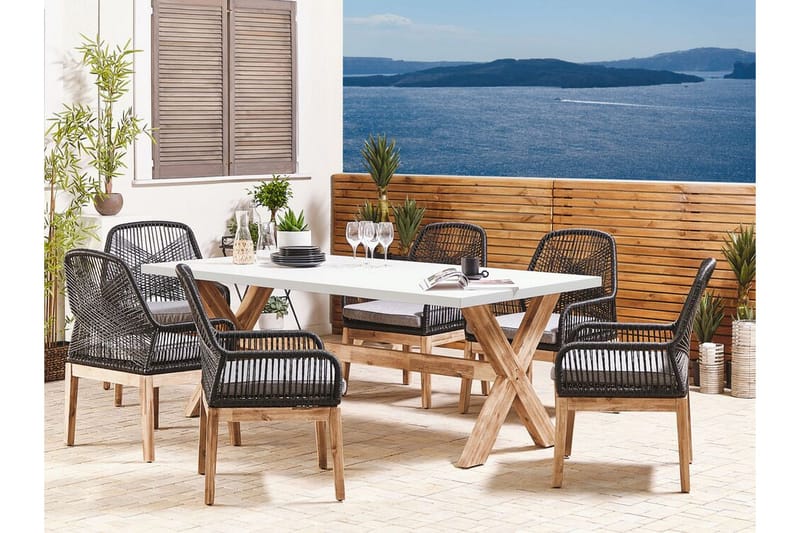 Trädgårdsbord 200 x 100 cm vit OLBIA - Vit - Utemöbler - Trädgårdsbord & Utebord - Matbord ute