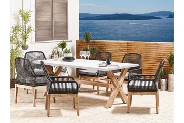 Trädgårdsbord 200 x 100 cm vit OLBIA - Vit - Utemöbler - Trädgårdsbord & Utebord - Matbord ute