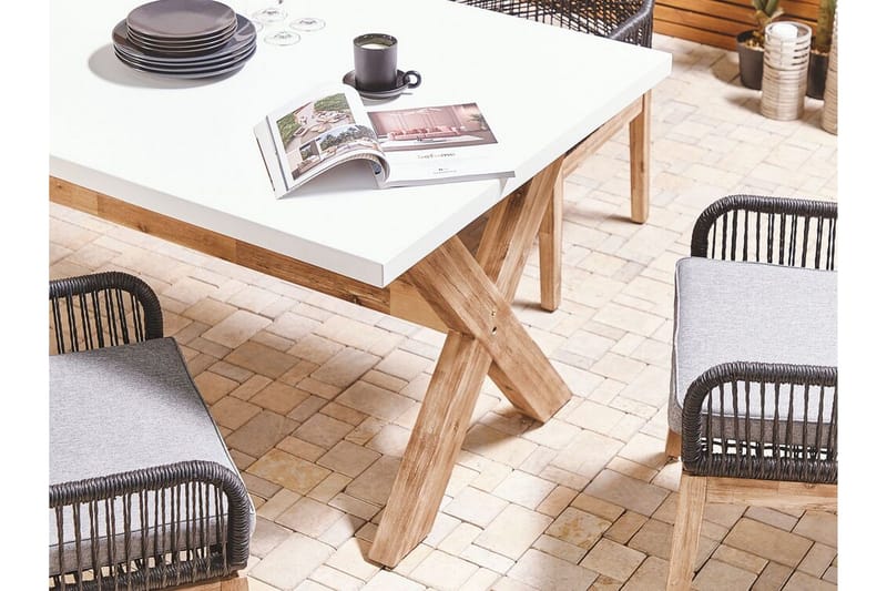 Trädgårdsbord 200 x 100 cm vit OLBIA - Vit - Utemöbler - Trädgårdsbord & Utebord - Matbord ute