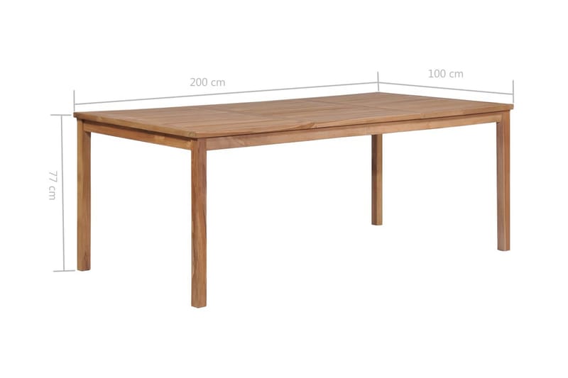 Trädgårdsbord 200x100x77 cm massiv teak - Brun - Matbord ute