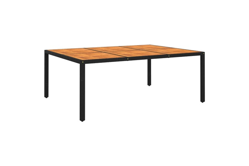 Trädgårdsbord 200x150x75 cm akaciaträ och konstrotting svart - Svart - Matbord ute