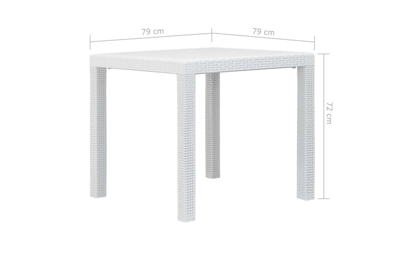 Trädgårdsbord 79x79x72 cm konstrotting vit - Vit - Matbord ute