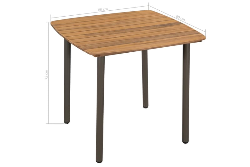 Trädgårdsbord 80x80x72cm massivt akaciaträ och stål - Brun - Utemöbler - Trädgårdsbord & Utebord - Matbord ute