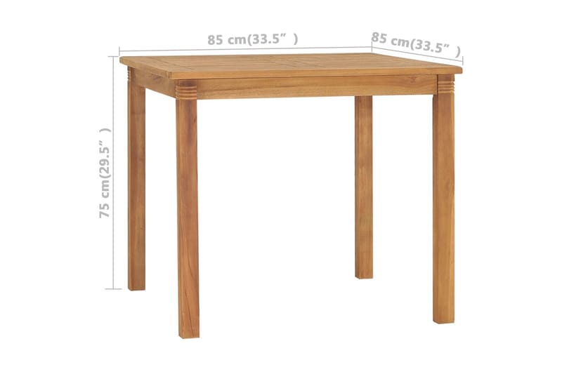 Trädgårdsbord 85x85x75 cm massiv teak - Brun - Utemöbler - Trädgårdsbord & Utebord - Matbord ute
