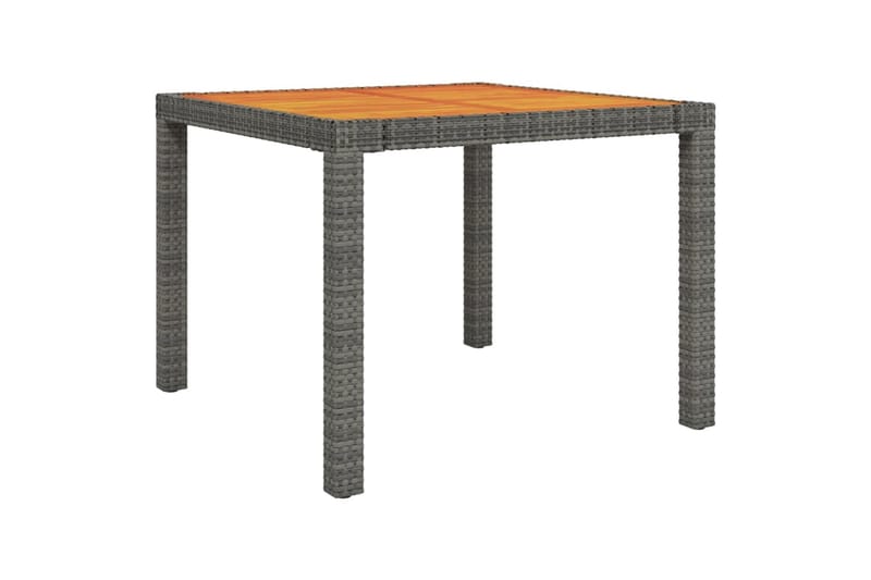 Trädgårdsbord 90x90x75 cm konstrotting och akaciaträ grå - Grå - Matbord ute