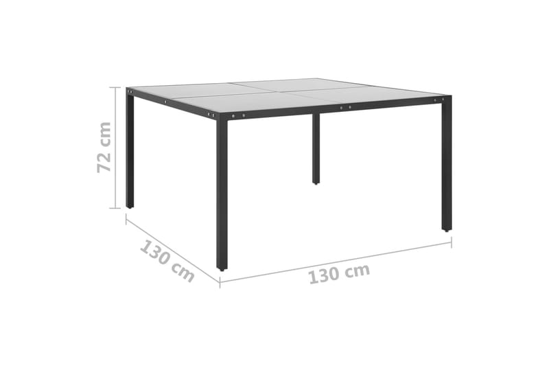 Trädgårdsbord antracit 130x130x72 cm stål och glas - Grå - Matbord ute