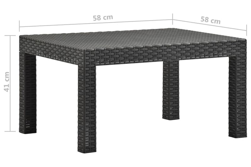 Trädgårdsbord antracit 58x58x41 cm PP-rotting - Grå - Matbord ute