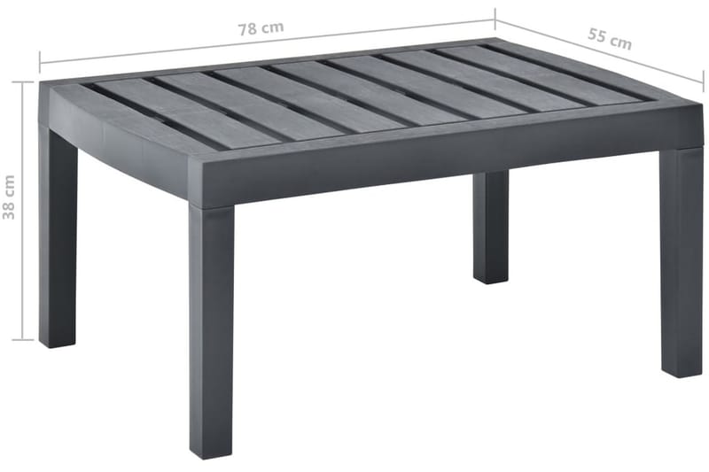 Trädgårdsbord antracit 78x55x38 cm plast - Grå - Matbord ute