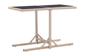 Trädgårdsbord beige 110x53x72 cm glas och konstrotting