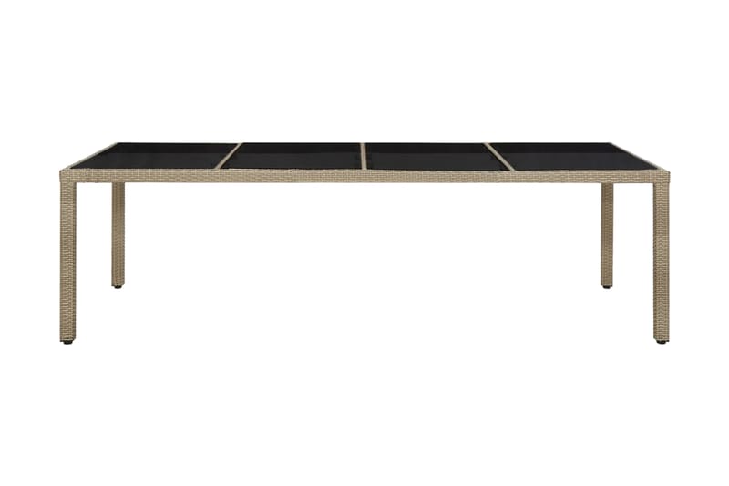 Trädgårdsbord beige 250x100x75 cm härdat glas och konstrotti - Beige - Utemöbler - Trädgårdsbord & Utebord - Matbord ute