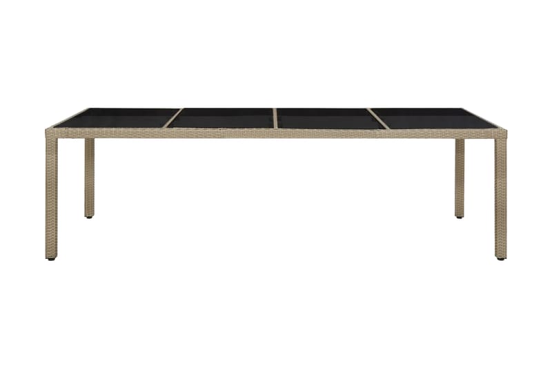 Trädgårdsbord beige 250x100x75 cm härdat glas och konstrotti - Beige - Matbord ute