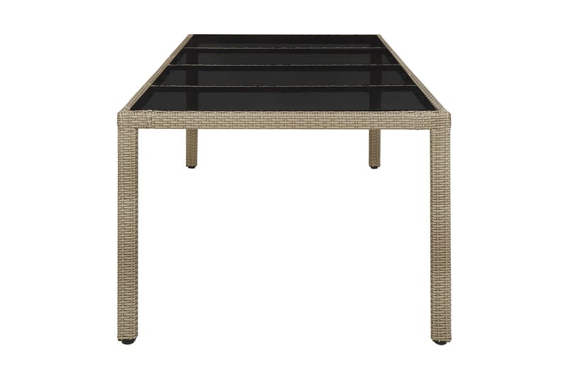 Trädgårdsbord beige 250x100x75 cm härdat glas och konstrotti - Beige - Utemöbler - Trädgårdsbord & Utebord - Matbord ute
