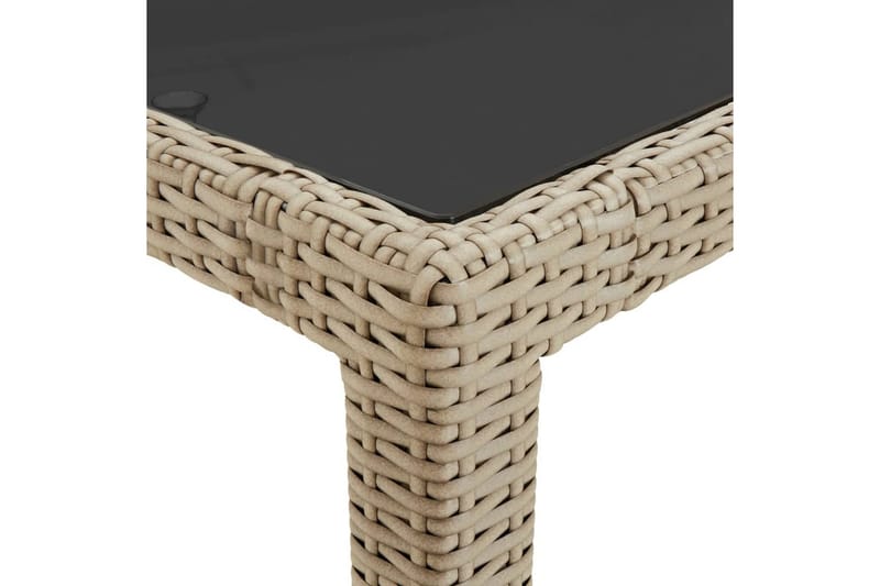 Trädgårdsbord beige 250x100x75 cm härdat glas och konstrotti - Beige - Utemöbler - Trädgårdsbord & Utebord - Matbord ute