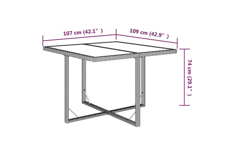 Trädgårdsbord brun 109x107x74 cm konstrotting och glas - Brun - Utemöbler - Trädgårdsbord & Utebord - Matbord ute