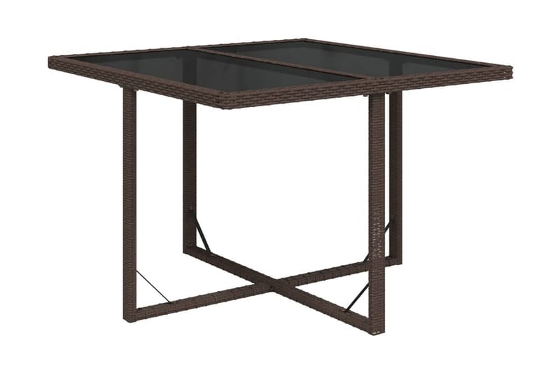 Trädgårdsbord brun 109x107x74 cm konstrotting och glas - Brun - Matbord ute