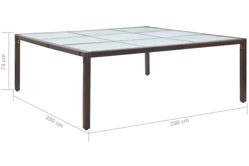 Trädgårdsbord brun 200x200x74 cm konstrotting - Brun - Matbord ute