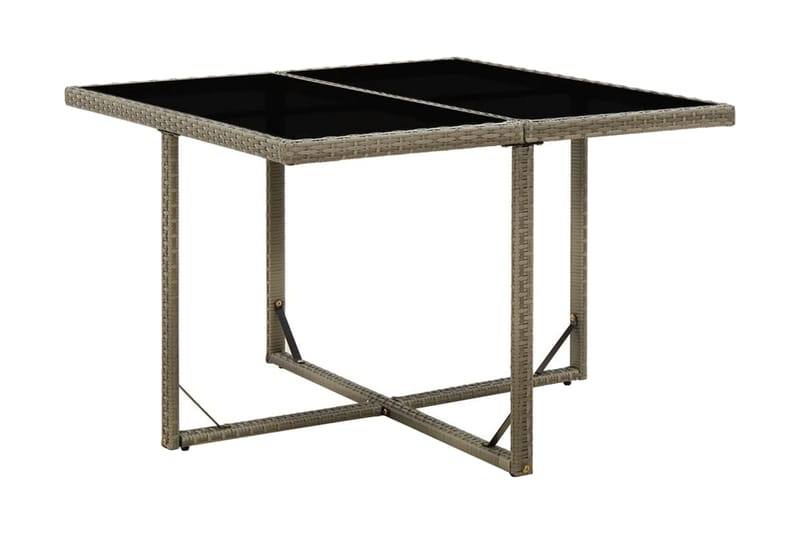 Trädgårdsbord grå 109x107x74 cm konstrotting och glas - Grå - Matbord ute