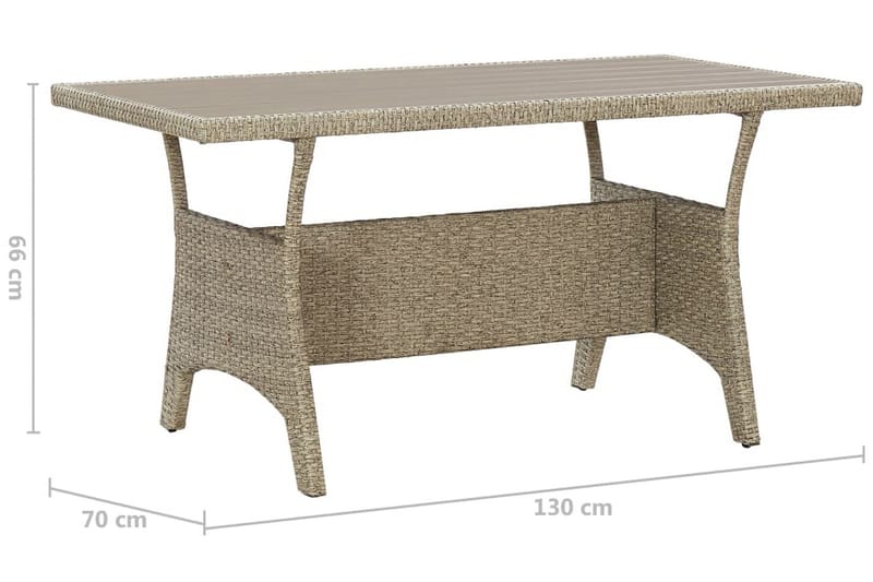Trädgårdsbord grå 130x70x66 cm konstrotting - Grå - Utemöbler - Trädgårdsbord & Utebord - Matbord ute