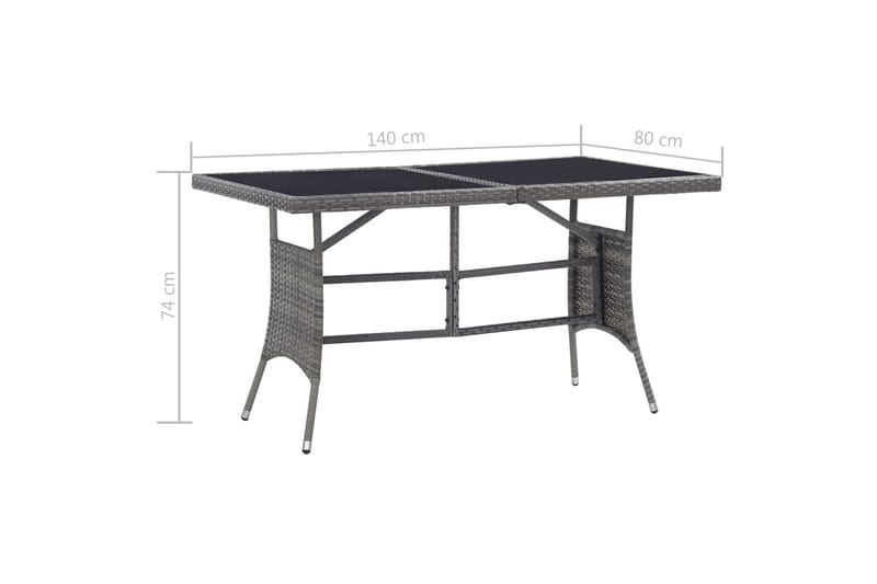 Trädgårdsbord grå 140x80x74 cm konstrotting - Grå - Matbord ute