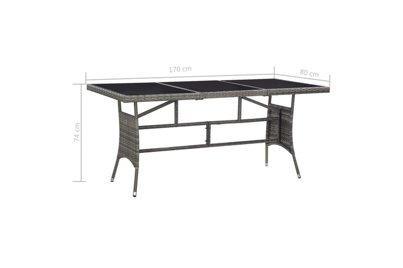 Trädgårdsbord grå 170x80x74 cm konstrotting - Grå - Matbord ute