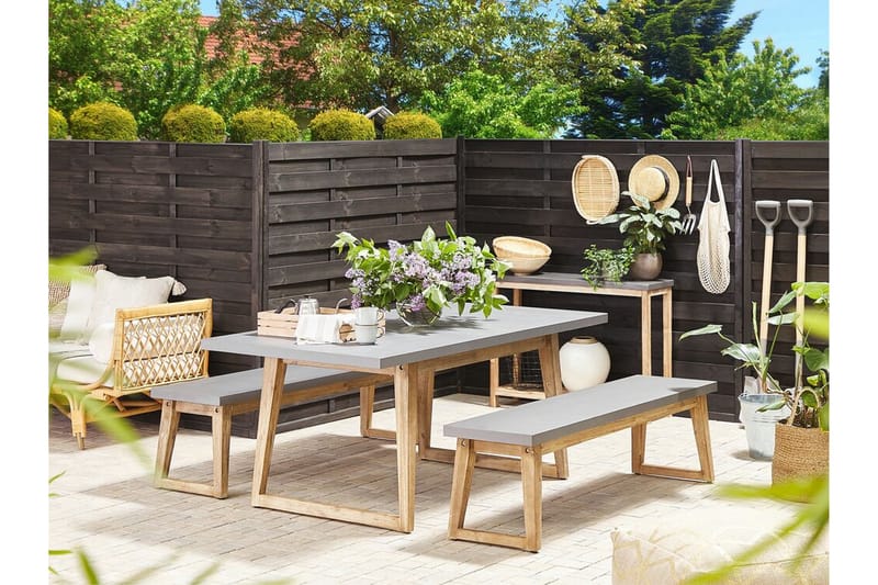 Trädgårdsbord grå 180 x 90 cm ORIA - Grå - Matbord ute