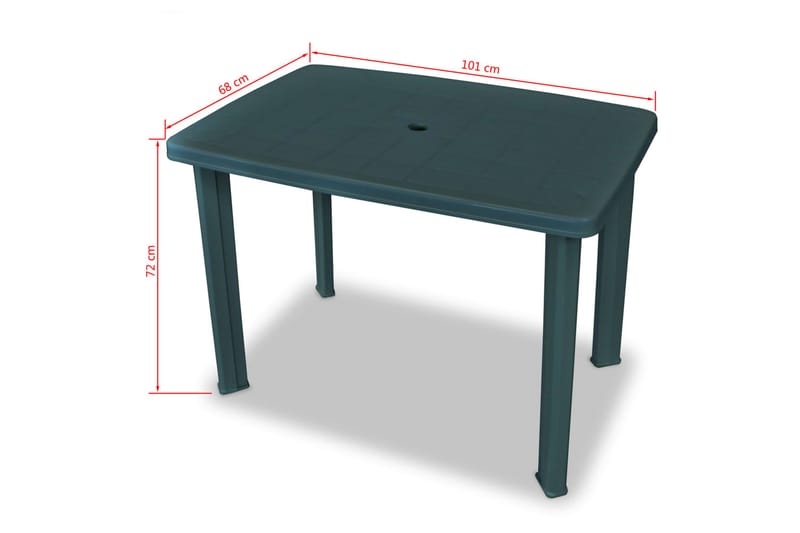 Trädgårdsbord grön 101x68x72 cm plast - Grön - Matbord ute