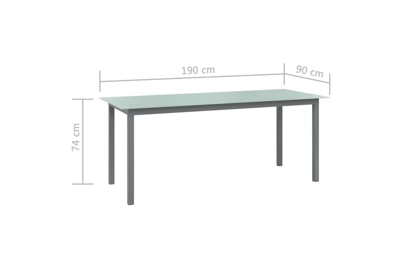 Trädgårdsbord ljusgrå 190x90x74 cm aluminium och glas - Grå - Utemöbler - Trädgårdsbord & Utebord - Matbord ute