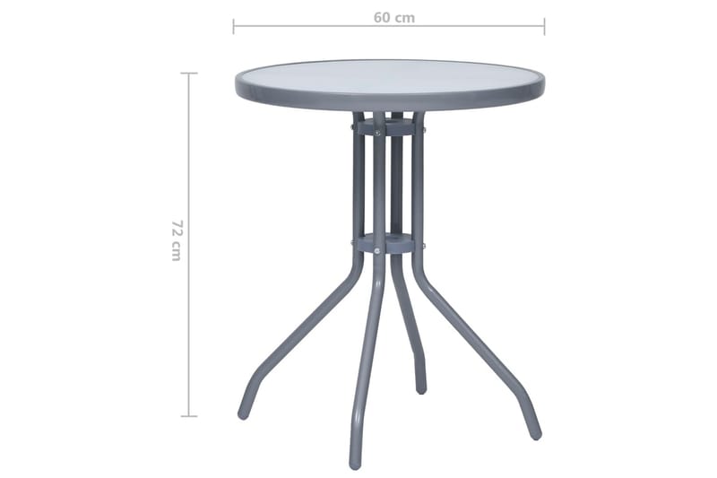 Trädgårdsbord ljusgrå 60 cm stål och glas - Grå - Utemöbler - Trädgårdsbord & Utebord - Matbord ute