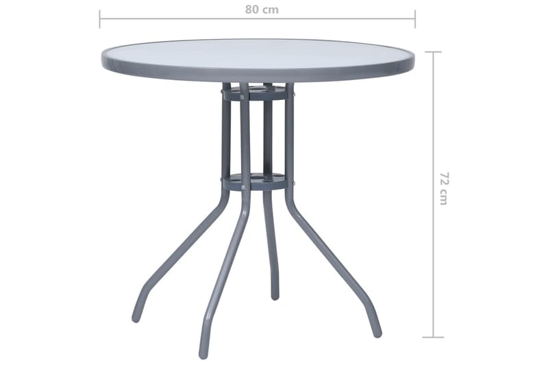 Trädgårdsbord ljusgrå 80 cm stål och glas - Grå - Utemöbler - Trädgårdsbord & Utebord - Matbord ute