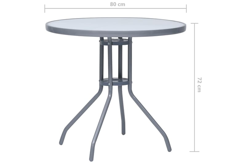 Trädgårdsbord ljusgrå 80 cm stål och glas - Grå - Matbord ute